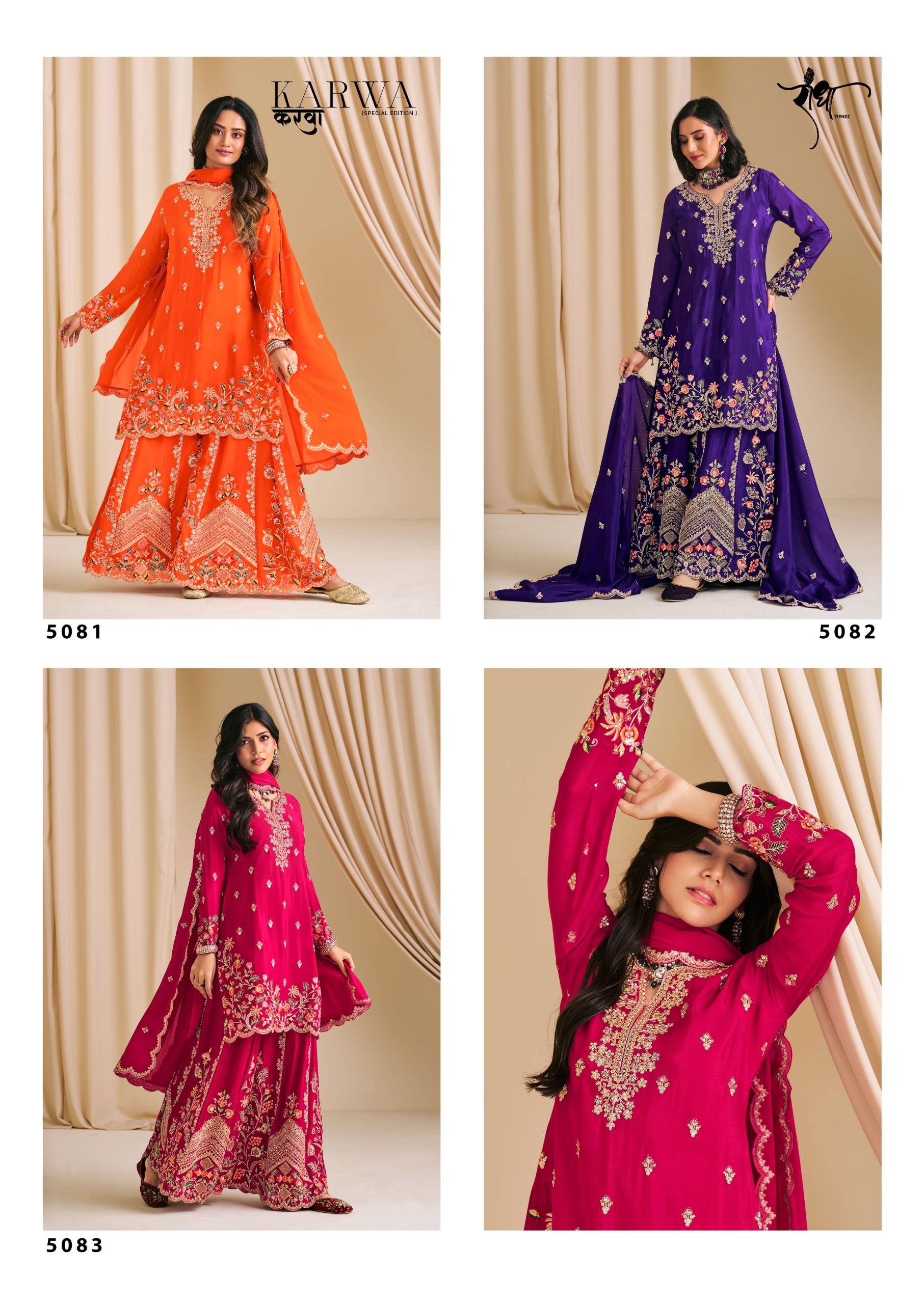KARWA BY RADHA TRENDZ 5081 To 5083 Series Beautiful Festive Suits Colorful Stylish Fancy Ethnic Wear CHINON Dresses At Wholesale Price